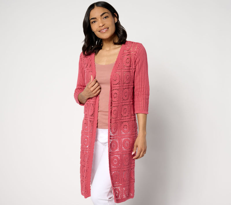 Joan Rivers Open-Front Crochet Duster Sweater — View 16