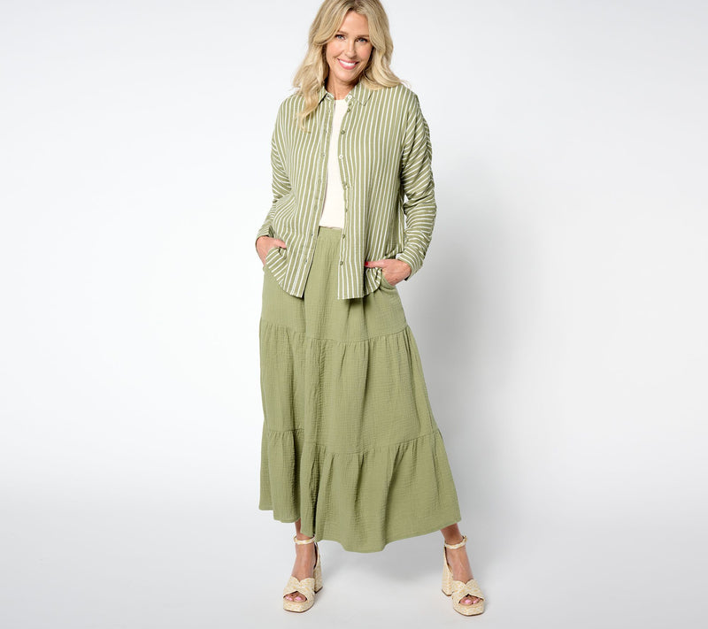 Studio Park x Amy Stran Cotton Gauze Button Front Shirt — View 3