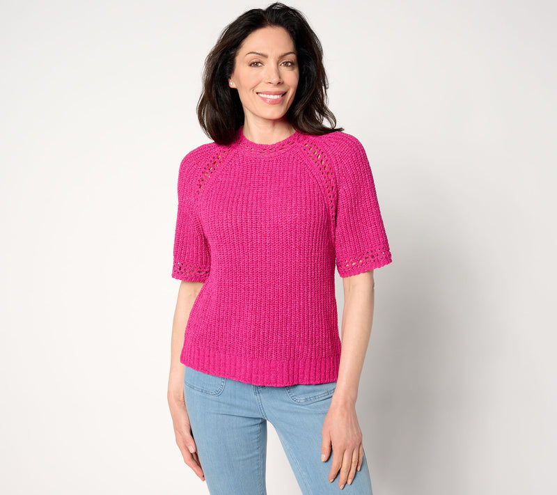 Studio Park x Amy Stran Short Sleeve Pointelle Summer Sweater — View 7