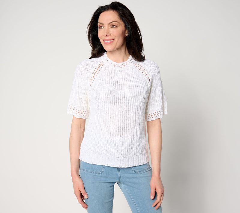 Studio Park x Amy Stran Short Sleeve Pointelle Summer Sweater — View 9