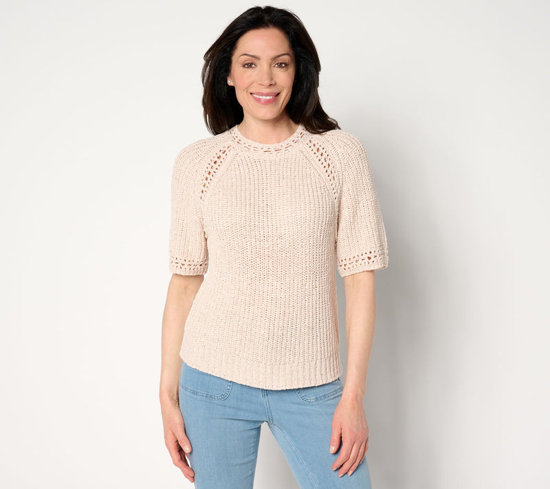Studio Park x Amy Stran Short Sleeve Pointelle Summer Sweater — View 5