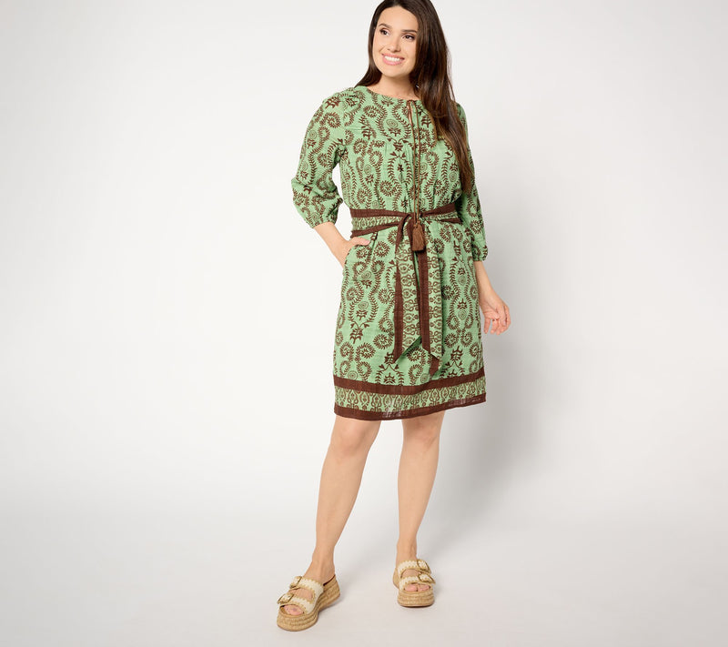 Studio Park x Amy Stran Petite Textured Cotton Dress wtih Belt — View 13