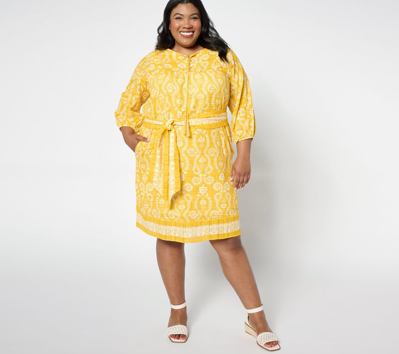 Studio Park x Amy Stran Petite Textured Cotton Dress wtih Belt — View 11