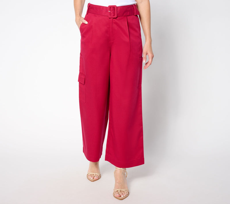 Studio Park x Amy Stran Petite Lyocell Twill Belted Crop Pant — Main view