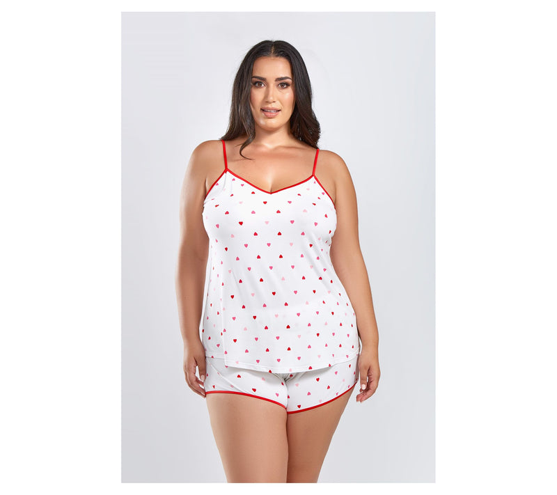 iCollections Mo dal Red Hearts Cami & Short Pa jama Lounge Set — View 7