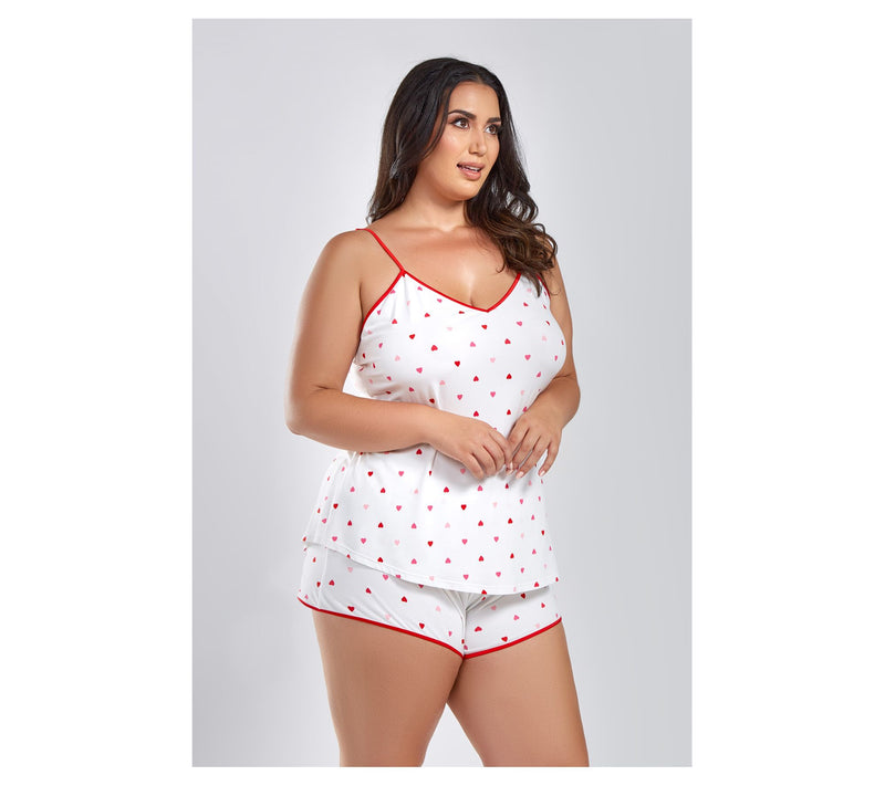 iCollections Mo dal Red Hearts Cami & Short Pa jama Lounge Set — View 8