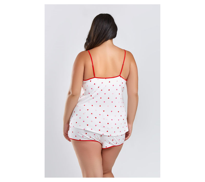 iCollections Mo dal Red Hearts Cami & Short Pa jama Lounge Set — View 6