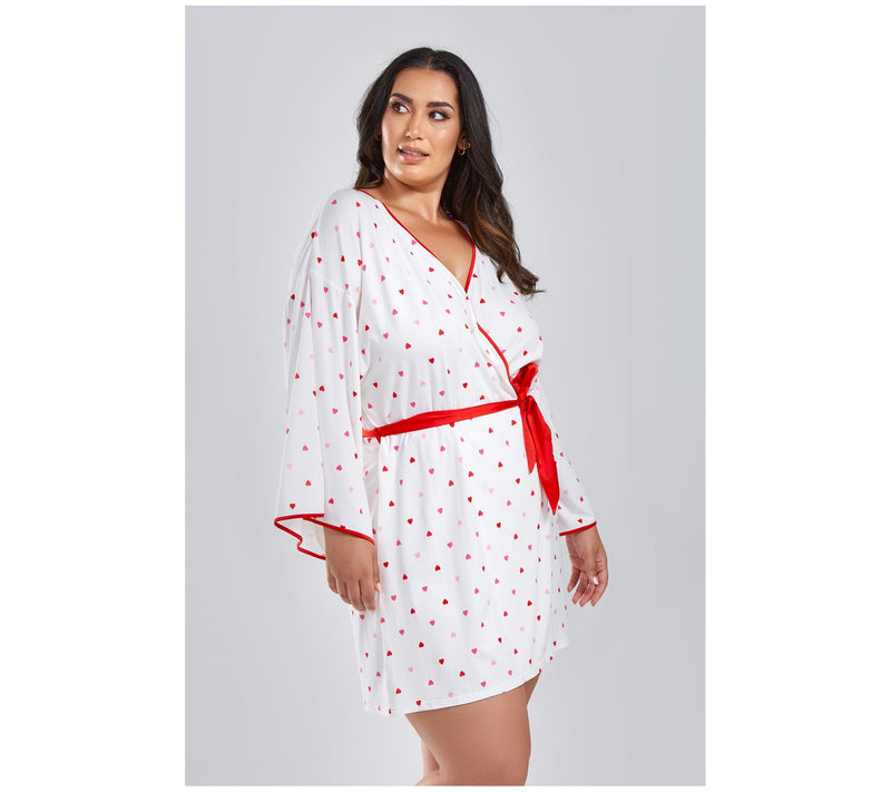 iCollection Mo dal Red Hearts Lounge Robe — View 8