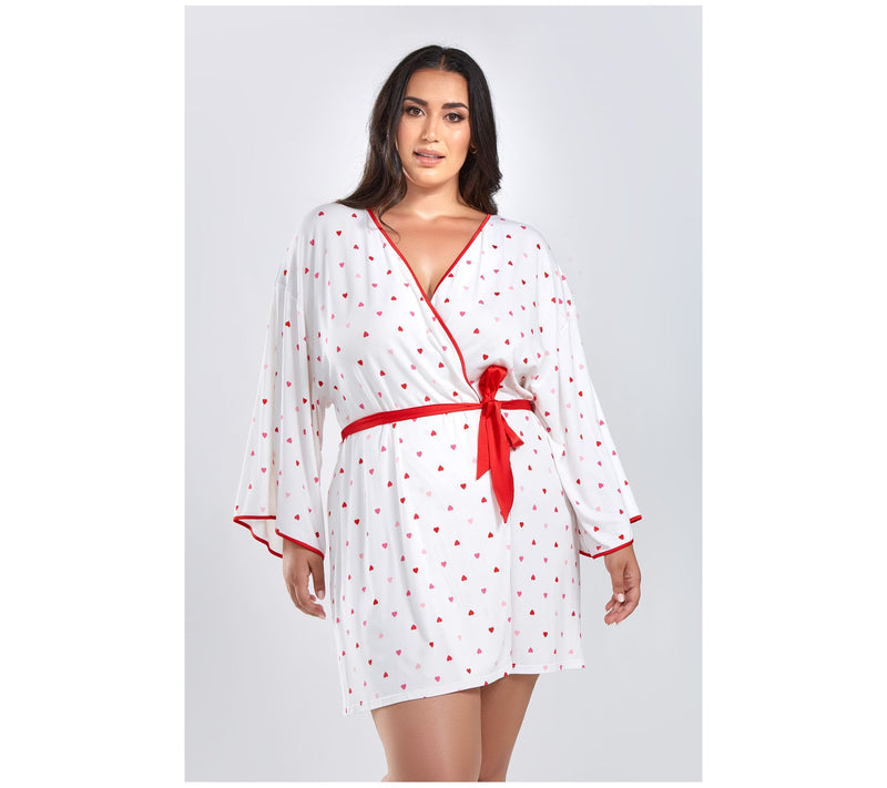 iCollection Mo dal Red Hearts Lounge Robe — View 7