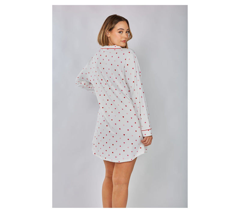 iCollections Mo dal Red Hearts Button-Up Pajam a Lounge Dress — View 8