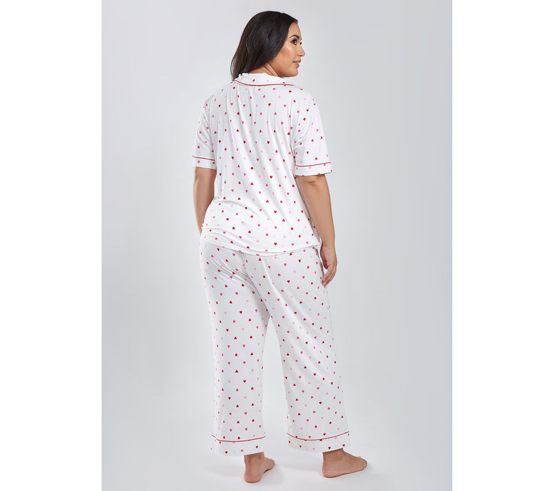 iCollections Mo dal Red Hearts Button-Up Pajam a Lounge Set — View 6