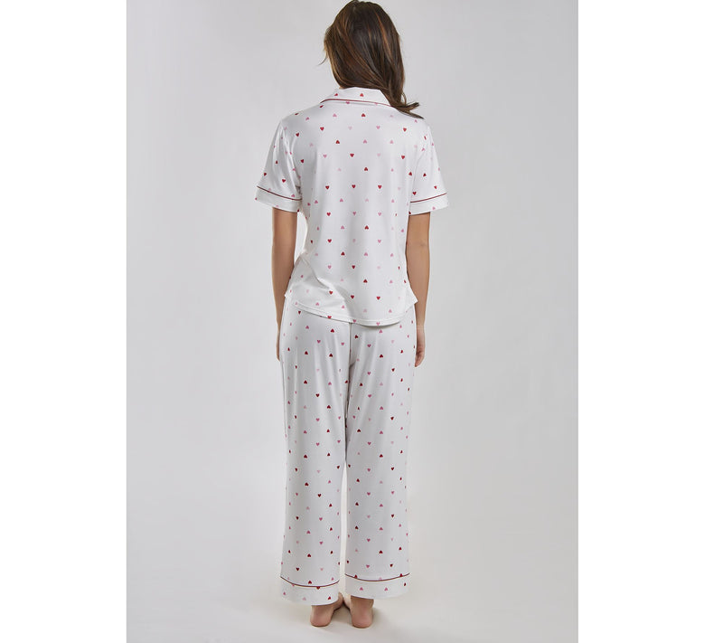 iCollections Mo dal Red Hearts Button-Up Pajam a Lounge Set — View 4