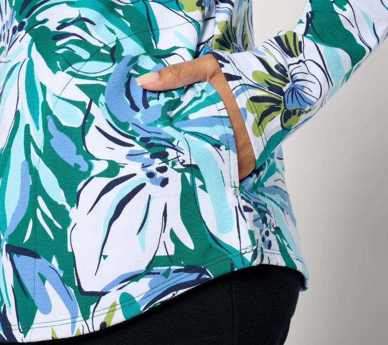 Sport Savvy Printed French Terry Quarter Zip Pullover — View 5