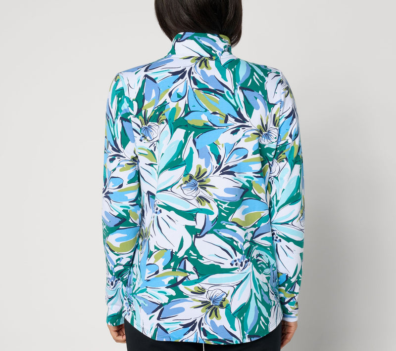 Sport Savvy Printed French Terry Quarter Zip Pullover — View 2