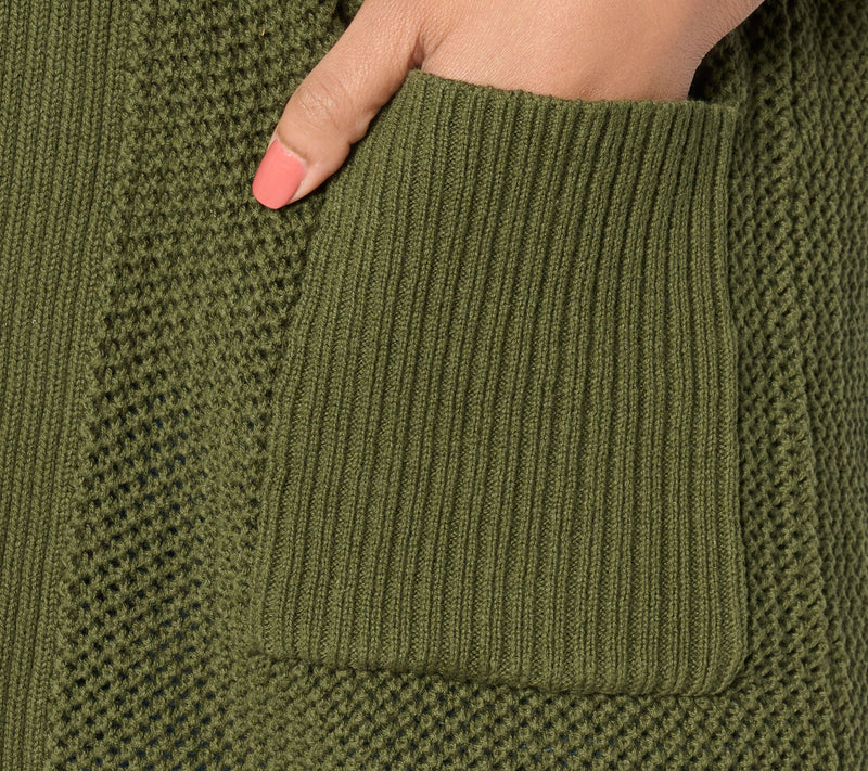 Sport Savvy Open Stitch Cargo Pocket Cardigan — View 4