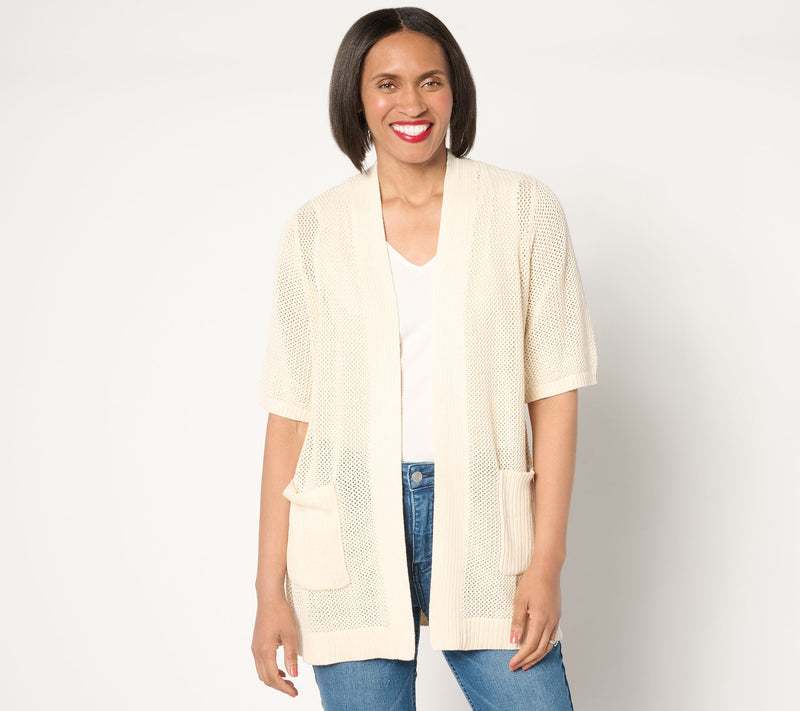 Sport Savvy Open Stitch Cargo Pocket Cardigan — View 11