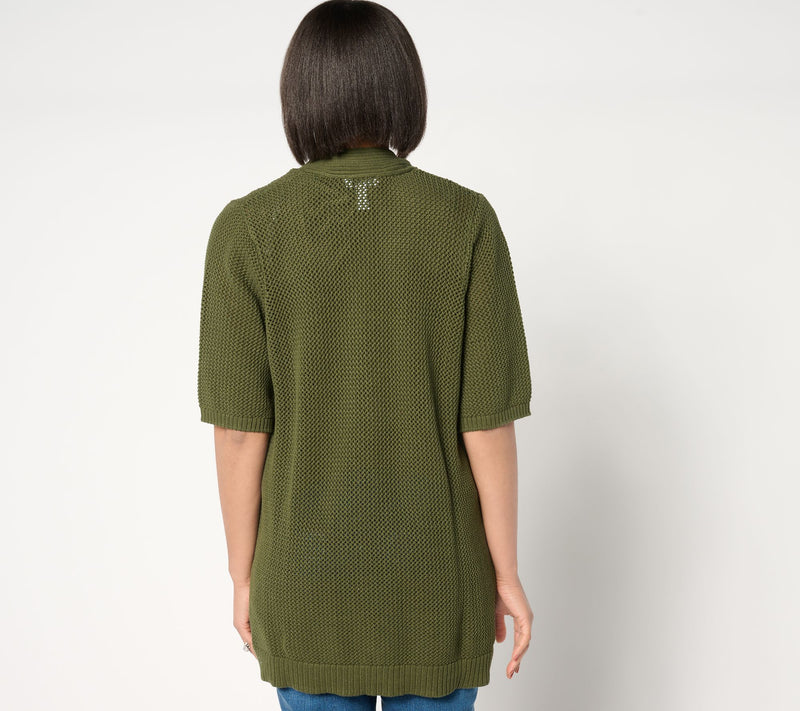 Sport Savvy Open Stitch Cargo Pocket Cardigan — View 2