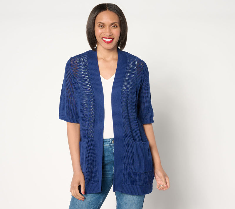 Sport Savvy Open Stitch Cargo Pocket Cardigan — View 14