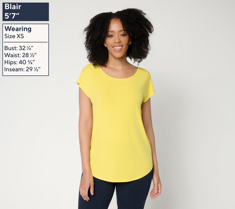 Susan Graver Modern Essentials Liquid Knit Cap-Sleeve Top — View 13