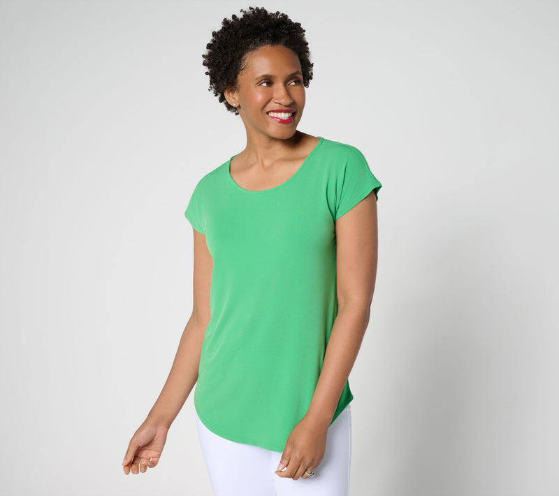 Susan Graver Modern Essentials Liquid Knit Cap-Sleeve Top — View 23
