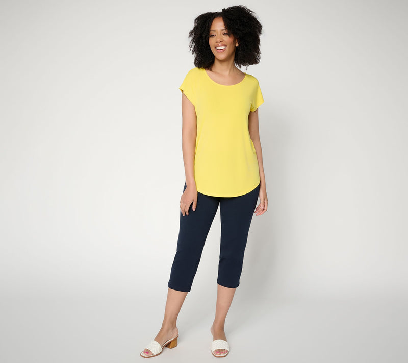 Susan Graver Modern Essentials Liquid Knit Cap-Sleeve Top — View 15
