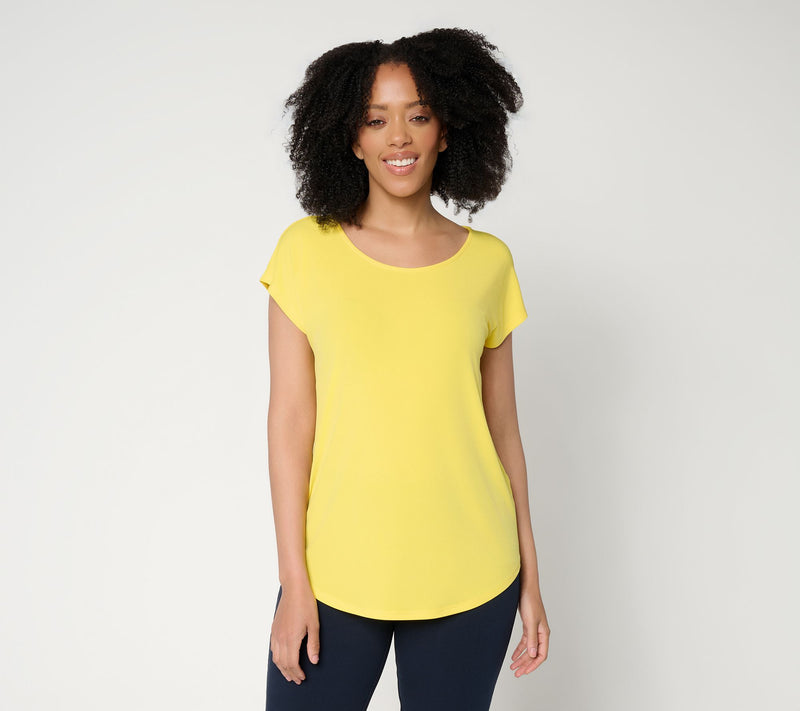 Susan Graver Modern Essentials Liquid Knit Cap-Sleeve Top — View 26