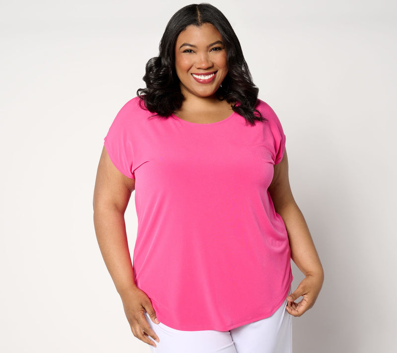 Susan Graver Modern Essentials Liquid Knit Cap-Sleeve Top — View 7