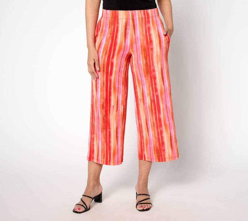 Susan Graver Regular Printed Liquid Knit Wide Leg Crop Pants — View 5