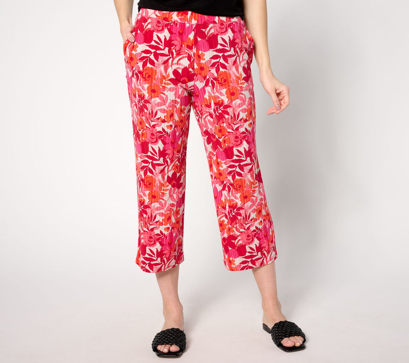 Susan Graver Petite Printed Liquid Knit Ava Slim Crop Pants — View 9