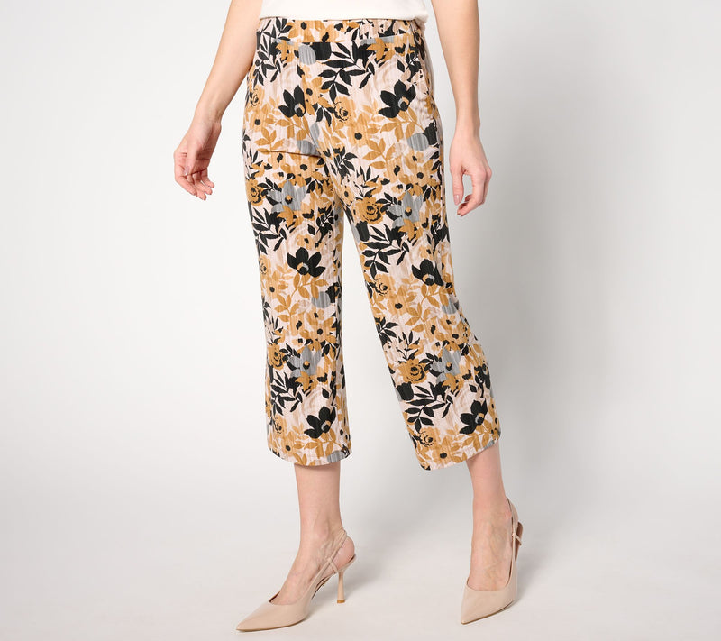 Susan Graver Petite Printed Liquid Knit Ava Slim Crop Pants — View 11