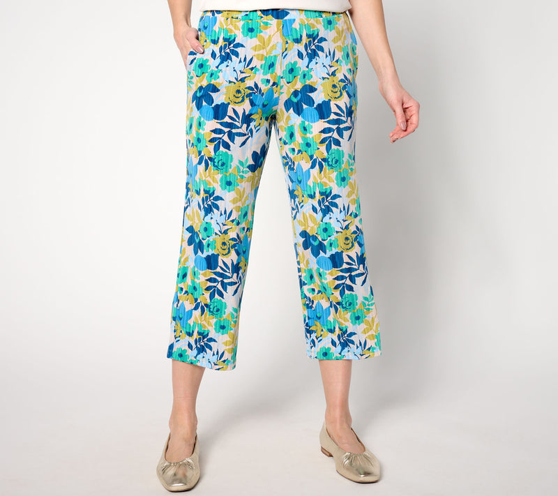Susan Graver Petite Printed Liquid Knit Ava Slim Crop Pants — View 12
