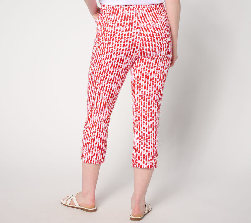 Susan Graver Weekend Petite Printed Premium Stretch Ava Slim-Leg Capri — View 8