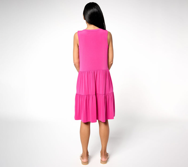 Susan Graver Every Day Regular Liquid Knit Sleeveless Tiered Dress — View 12