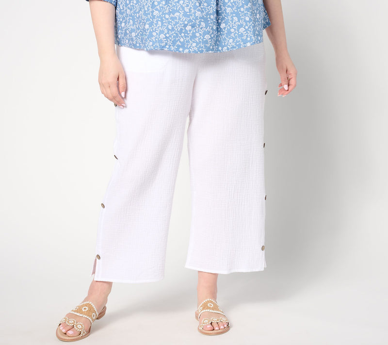 Denim & Co. Petite Gauze Crop Pant — View 4