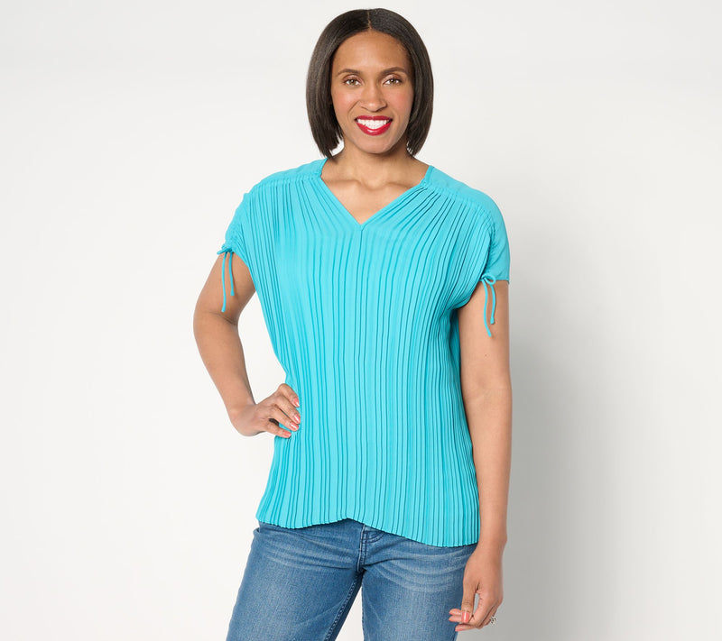Women with Control Global Illusions Cinch Pleated Top — View 3