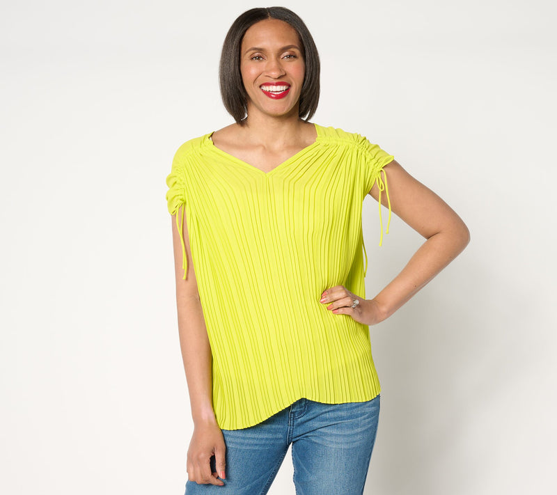 Women with Control Global Illusions Cinch Pleated Top — View 11