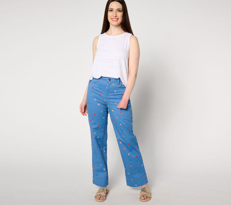 Denim & Co. EasyWear Twill Printed Full Length Wide Leg Pants — View 3