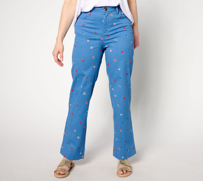Denim & Co. EasyWear Twill Printed Full Length Wide Leg Pants — View 8