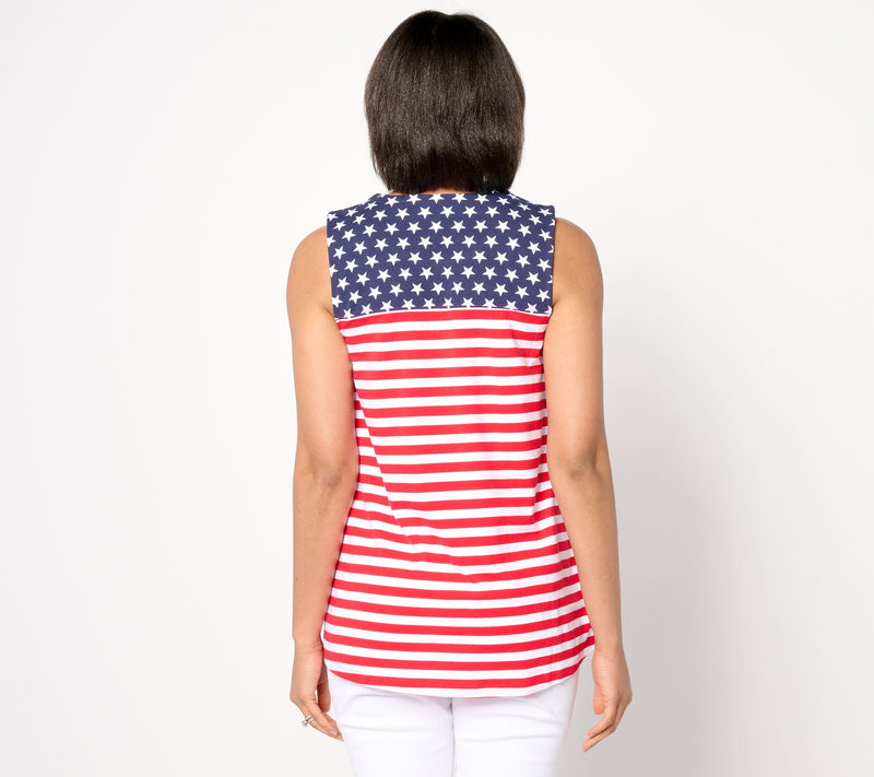 Denim & Co. Americana Favorite Jersey Stars & Stripes Swing Tank — View 12