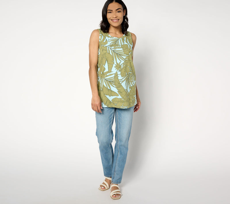 Denim & Co. Printed Favorite Jersey Scoop Neck Tunic Tank Top — View 3