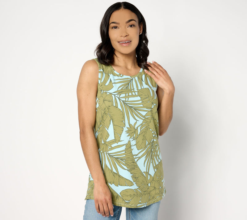 Denim & Co. Printed Favorite Jersey Scoop Neck Tunic Tank Top — View 11