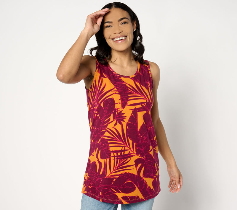 Denim & Co. Printed Favorite Jersey Scoop Neck Tunic Tank Top — View 13