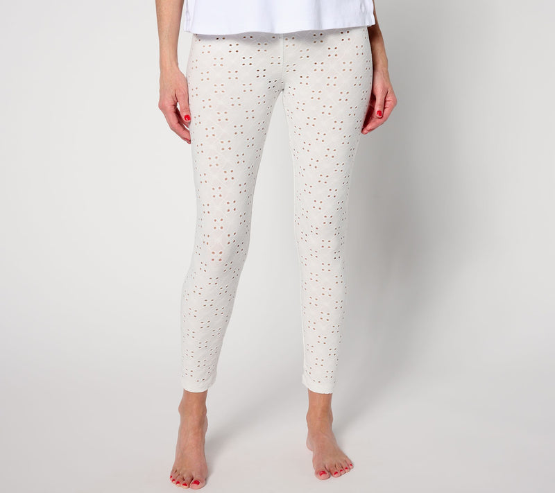 LOGO Layers by Lori Goldstein Regular Crop Stretch Eyelet Leggings — View 3