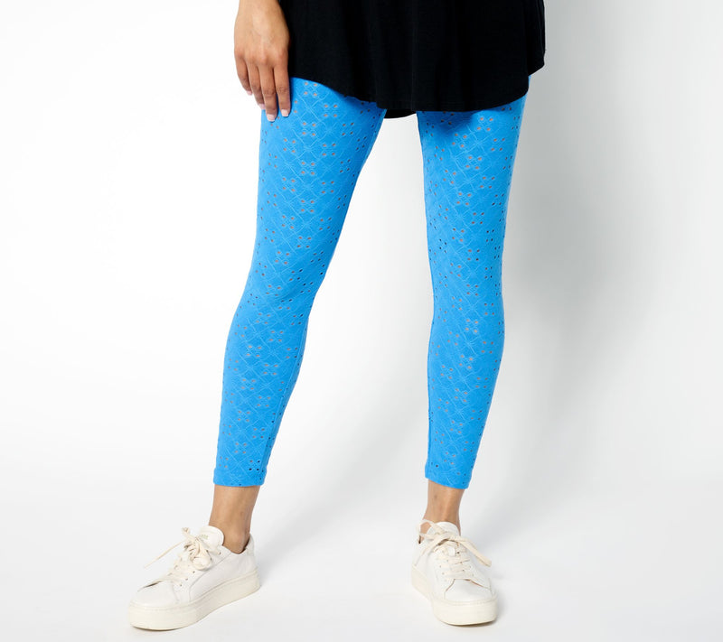 LOGO Layers by Lori Goldstein Regular Crop Stretch Eyelet Leggings — View 7
