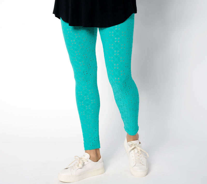 LOGO Layers by Lori Goldstein Regular Crop Stretch Eyelet Leggings — View 11