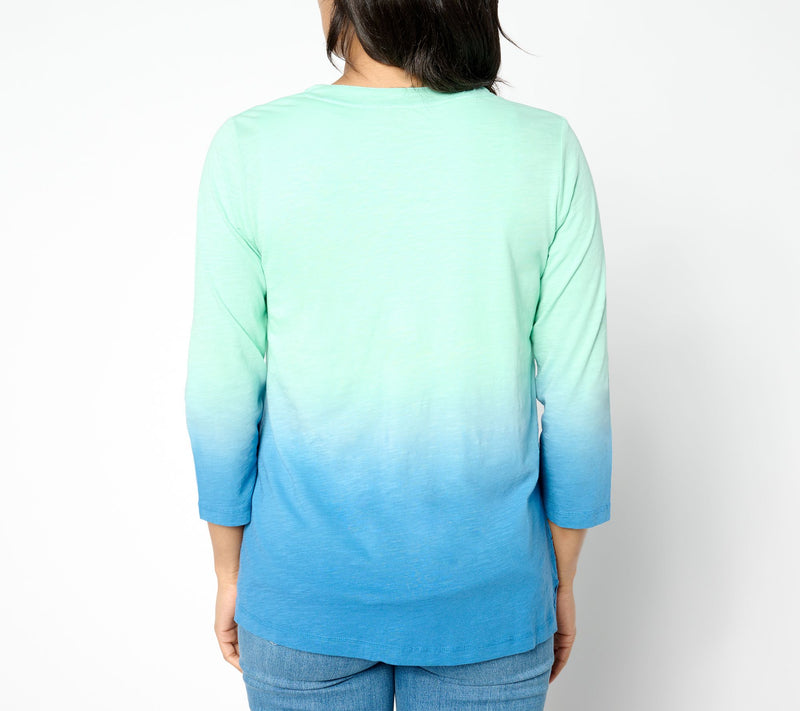 LOGO by Lori Goldstein Cotton Slub Dip Dye Cardigan — View 2
