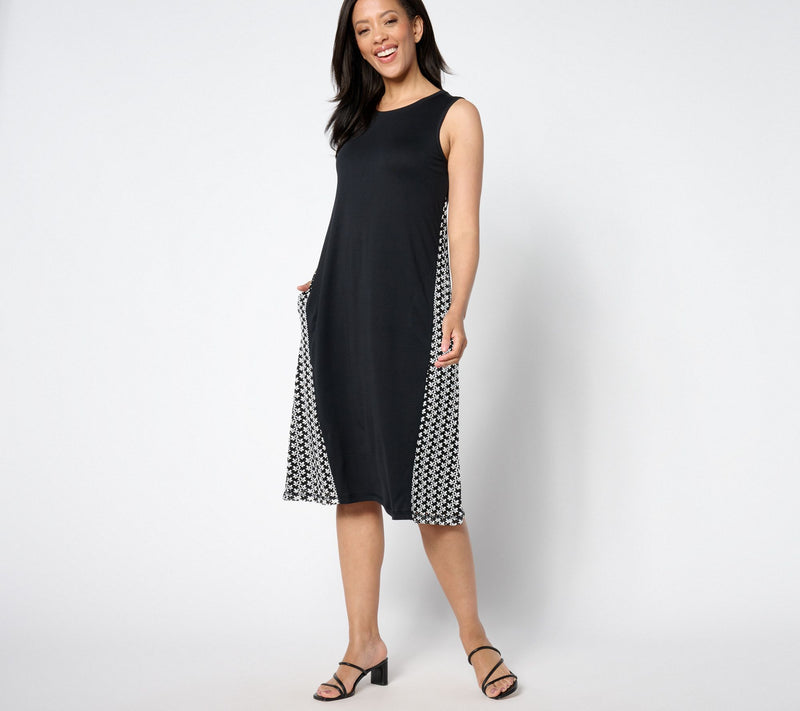 LOGO by Lori Goldstein Regular Raschel Knit Mix Tank Dress — View 3