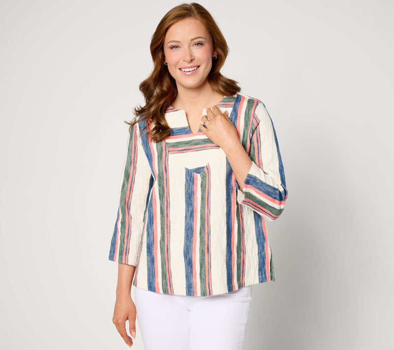 LOGO by Lori Goldstein Beach to Street Striped Pullover — View 5