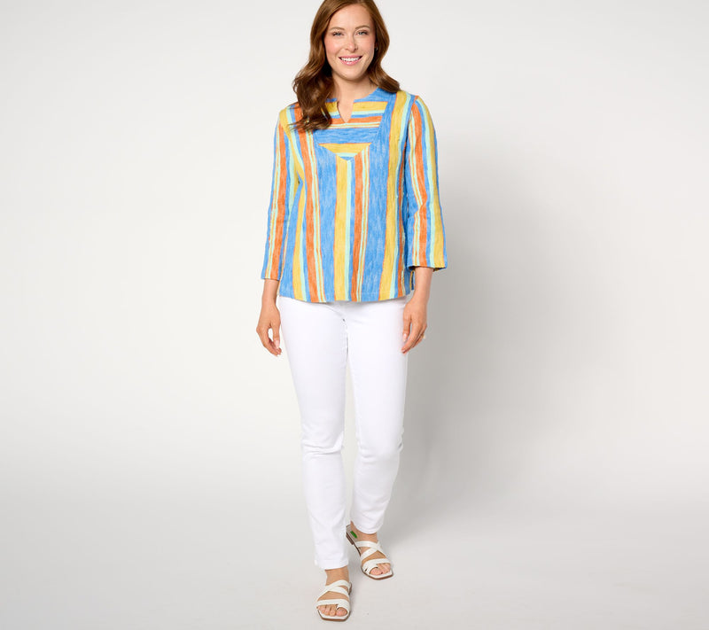LOGO by Lori Goldstein Beach to Street Striped Pullover — View 9