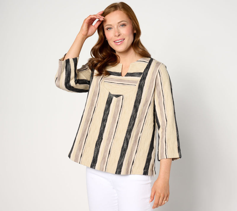 LOGO by Lori Goldstein Beach to Street Striped Pullover — View 7